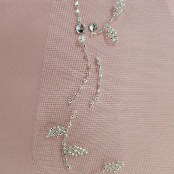 Wedding Bridal Veil, EN VOGUE Tulle, Beaded, Crystal and Pearl Floral Design - Picture 14 of 15